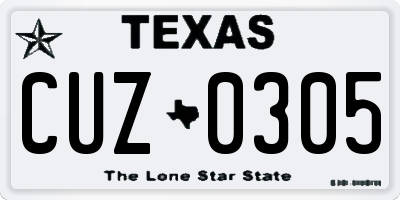 TX license plate CUZ0305