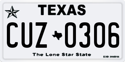 TX license plate CUZ0306
