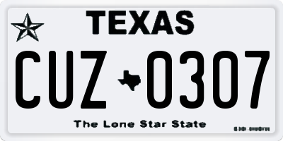 TX license plate CUZ0307