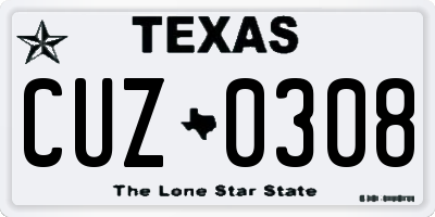 TX license plate CUZ0308