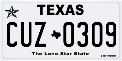 TX license plate CUZ0309
