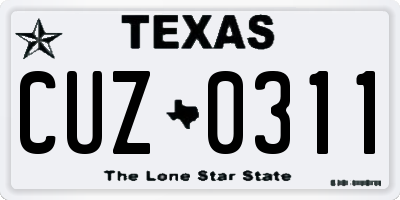 TX license plate CUZ0311