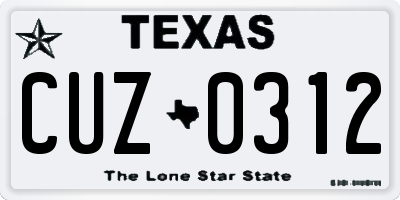 TX license plate CUZ0312