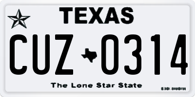TX license plate CUZ0314
