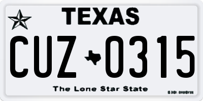 TX license plate CUZ0315