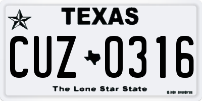 TX license plate CUZ0316