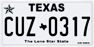 TX license plate CUZ0317
