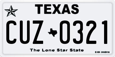 TX license plate CUZ0321