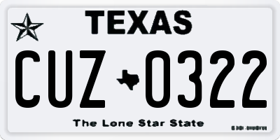 TX license plate CUZ0322