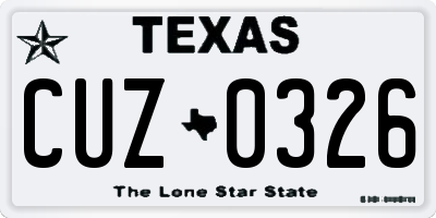 TX license plate CUZ0326