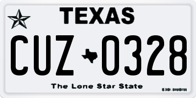 TX license plate CUZ0328