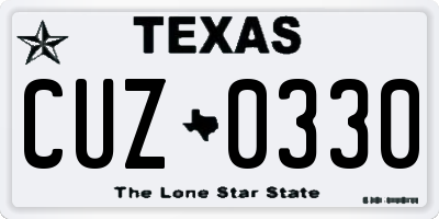 TX license plate CUZ0330