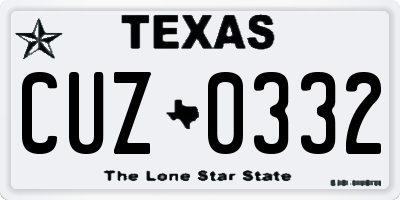 TX license plate CUZ0332