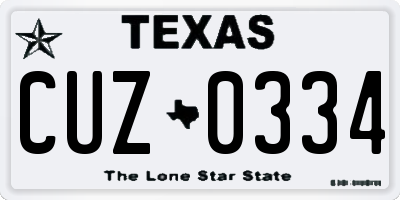 TX license plate CUZ0334