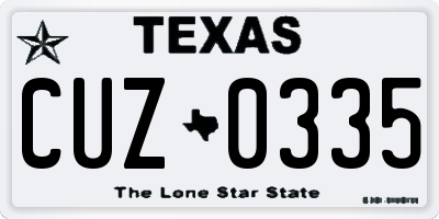 TX license plate CUZ0335