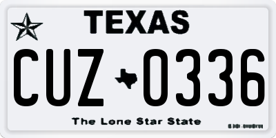 TX license plate CUZ0336