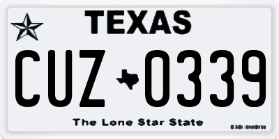 TX license plate CUZ0339