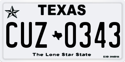 TX license plate CUZ0343