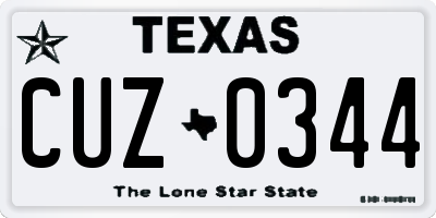 TX license plate CUZ0344