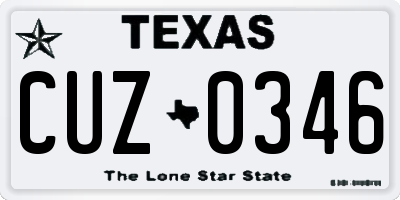 TX license plate CUZ0346