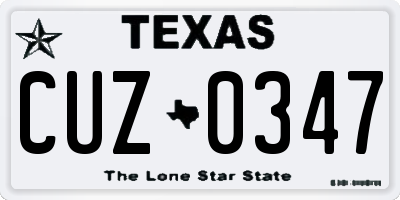 TX license plate CUZ0347