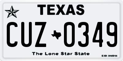 TX license plate CUZ0349
