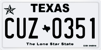TX license plate CUZ0351