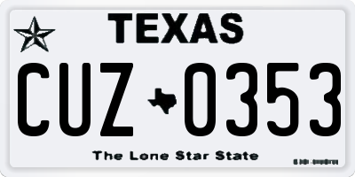 TX license plate CUZ0353