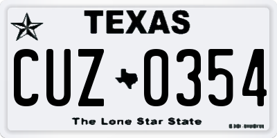 TX license plate CUZ0354