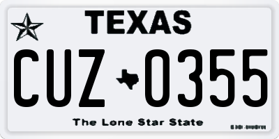 TX license plate CUZ0355