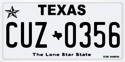 TX license plate CUZ0356