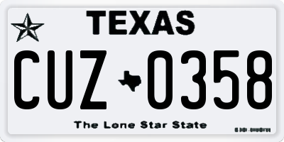 TX license plate CUZ0358