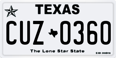 TX license plate CUZ0360