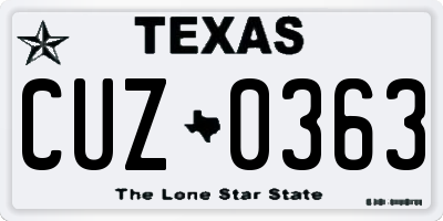 TX license plate CUZ0363