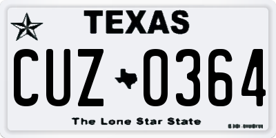 TX license plate CUZ0364