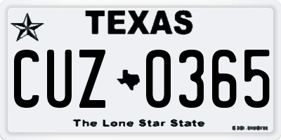 TX license plate CUZ0365