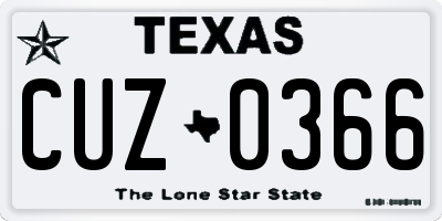 TX license plate CUZ0366