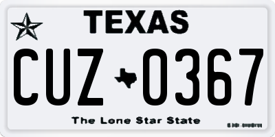 TX license plate CUZ0367