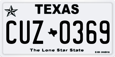 TX license plate CUZ0369