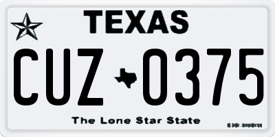 TX license plate CUZ0375