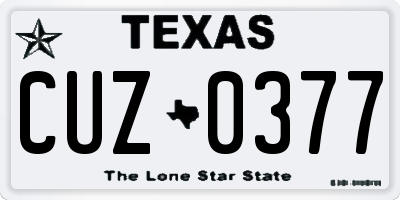 TX license plate CUZ0377