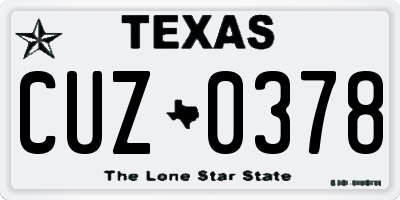 TX license plate CUZ0378