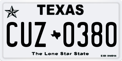 TX license plate CUZ0380