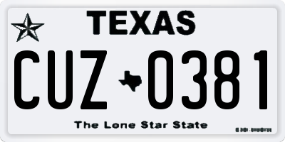 TX license plate CUZ0381