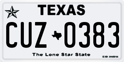 TX license plate CUZ0383