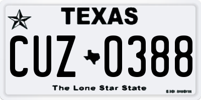 TX license plate CUZ0388