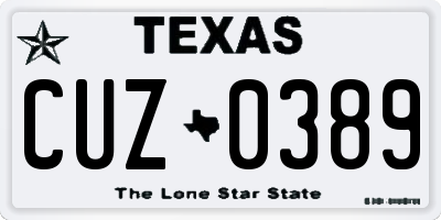 TX license plate CUZ0389