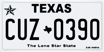 TX license plate CUZ0390