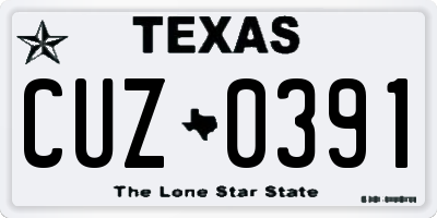 TX license plate CUZ0391