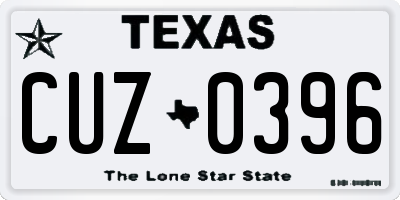 TX license plate CUZ0396